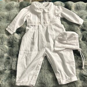 White Baby Romper with Hat